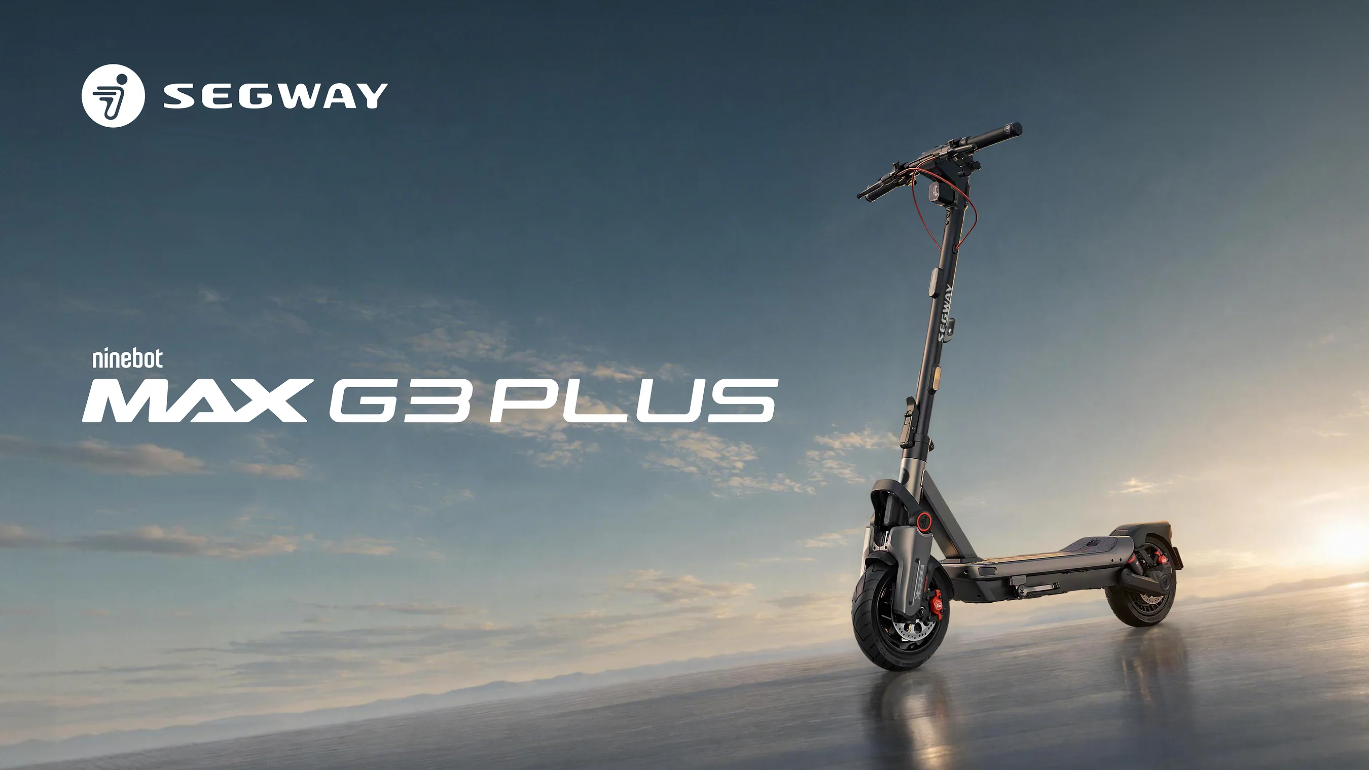 Segway Ninebot MAX G3 Plus noire vue de trois quarts, visuel officiel du modèle américain